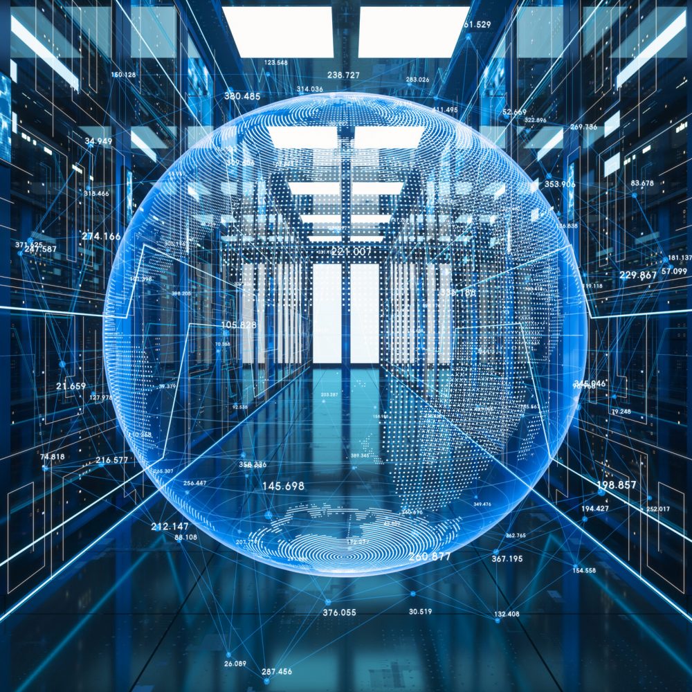 Big data and data center, 3d rendering. Computer digital drawing.